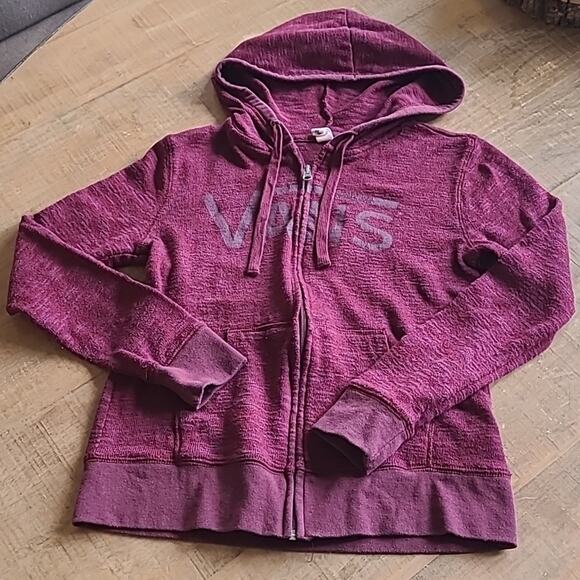 VANS Womens Medium Zip Down Thermal Jacket Hoodie Maroon Red MEDIUM - Picture 1 of 7
